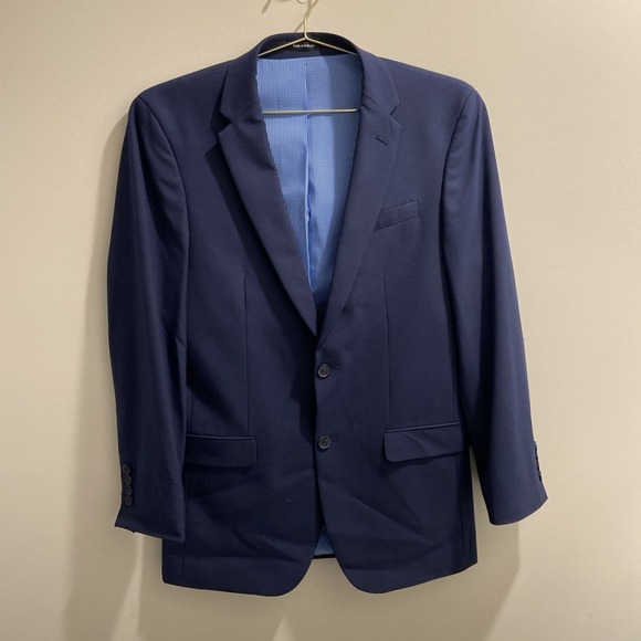 Egara Other - EGARA mens solid navy blue sport coat suit jacket blazer SLIM FIT 40 Long